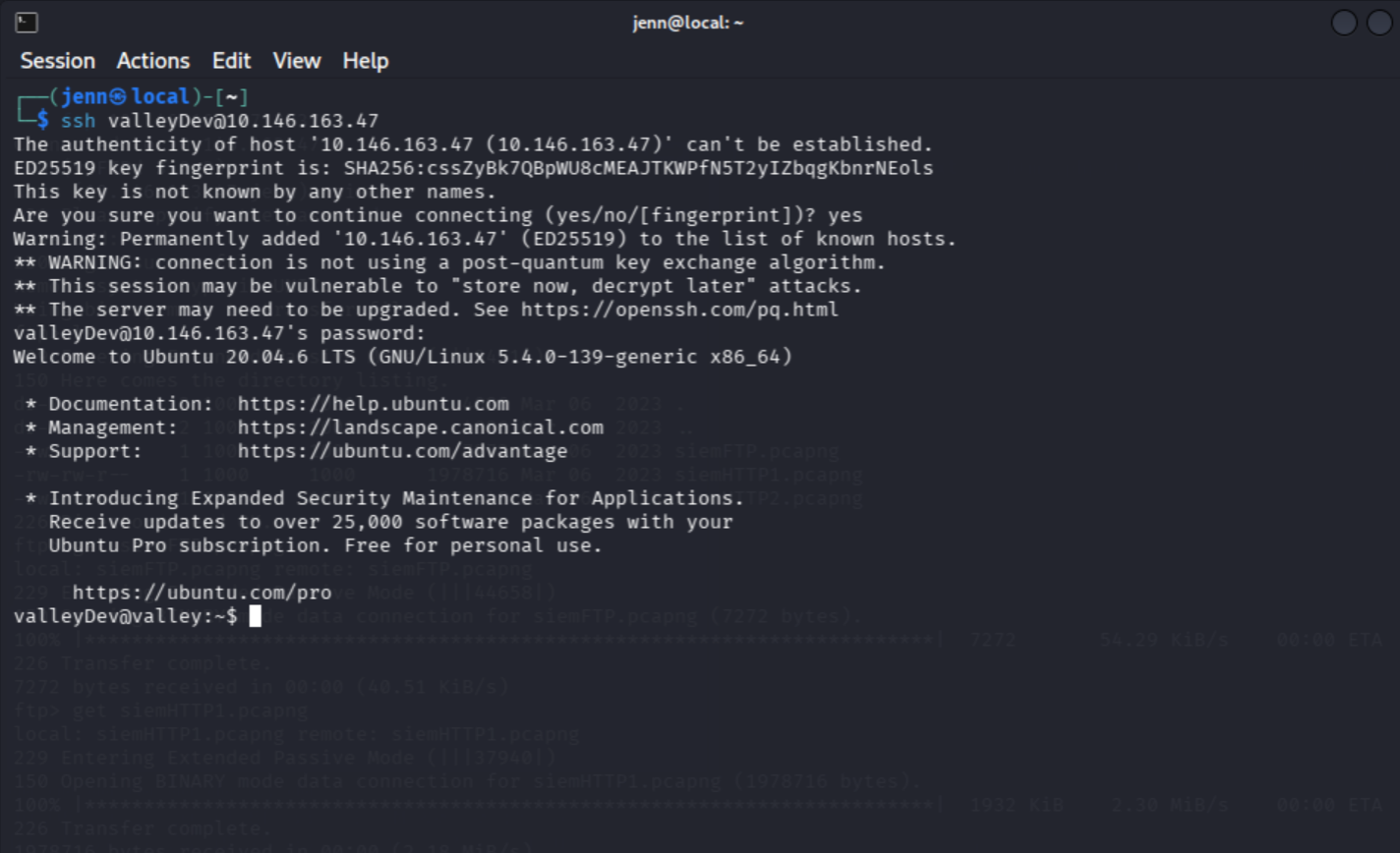 SSH access confirmed as valleyDev
